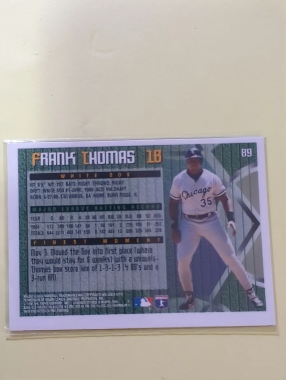 Topps 1995 Finest Frank Thomas #89 Chicago White Sox With Peel-Off Coating - Picture 4 of 4